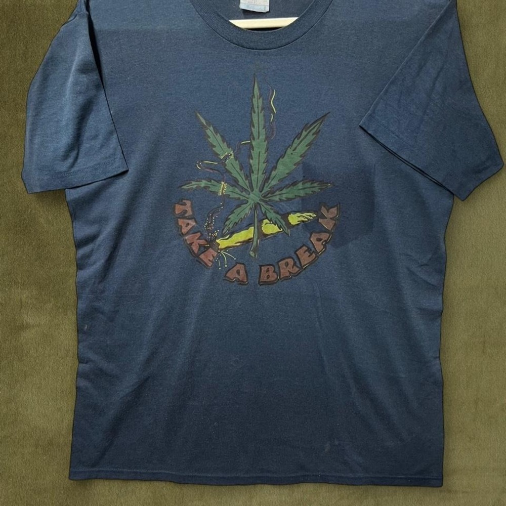 Vintage 80s Take A Break Weed Tee - Modern XL